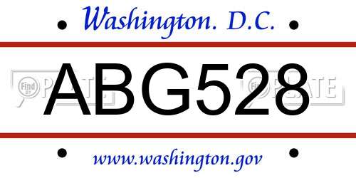 ABG528 District Of Columbia License Plate