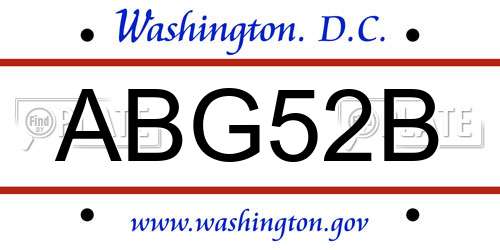 ABG52B District Of Columbia License Plate