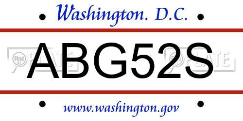 ABG52S District Of Columbia License Plate