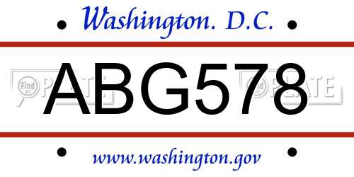 ABG578 District Of Columbia License Plate