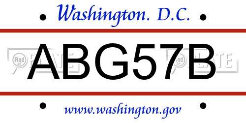 ABG57B District Of Columbia License Plate