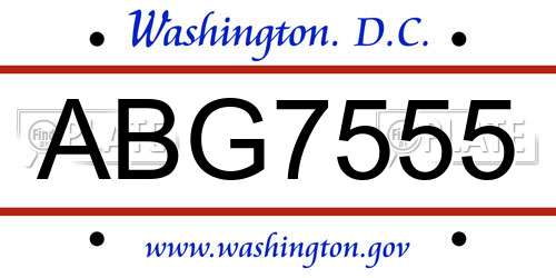 ABG7555 District Of Columbia License Plate