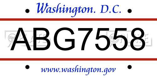 ABG7558 District Of Columbia License Plate
