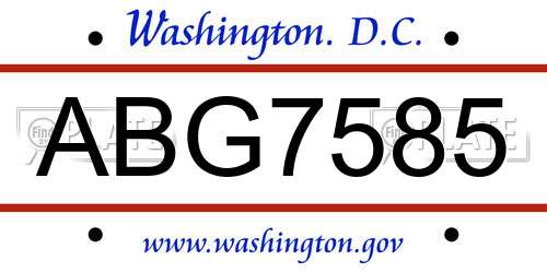 ABG7585 District Of Columbia License Plate