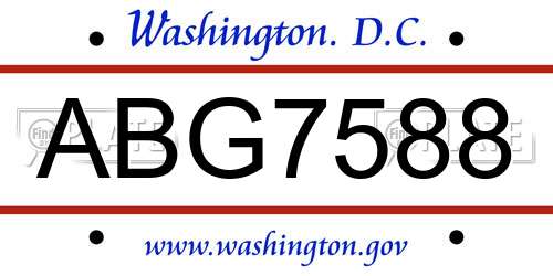 ABG7588 District Of Columbia License Plate
