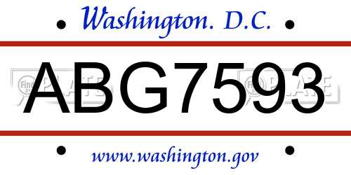 ABG7593 District Of Columbia License Plate