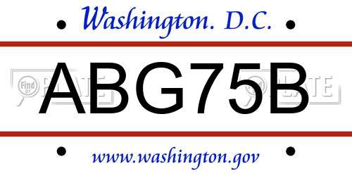 ABG75B District Of Columbia License Plate