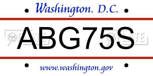 ABG75S District Of Columbia License Plate