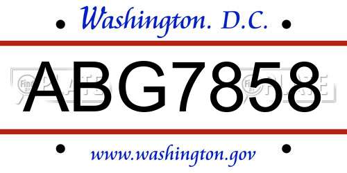 ABG7858 District Of Columbia License Plate