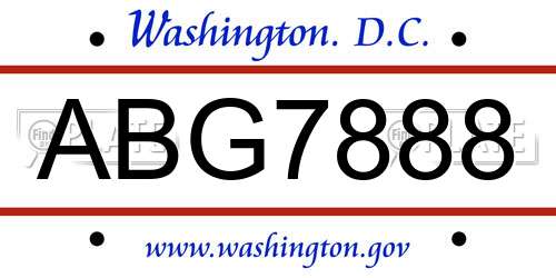 ABG7888 District Of Columbia License Plate