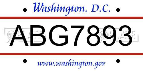 ABG7893 District Of Columbia License Plate