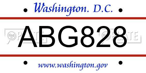 ABG828 District Of Columbia License Plate