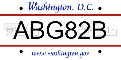 ABG82B District Of Columbia License Plate