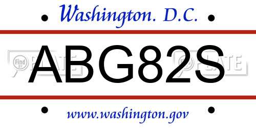 ABG82S District Of Columbia License Plate
