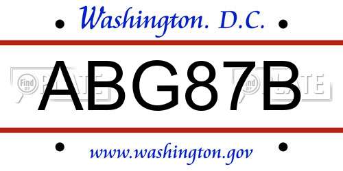 ABG87B District Of Columbia License Plate
