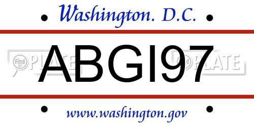 ABGI97 District Of Columbia License Plate