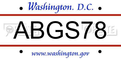 ABGS78 District Of Columbia License Plate