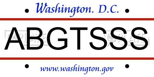 ABGTSSS District Of Columbia License Plate