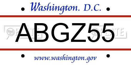 ABGZ55 District Of Columbia License Plate