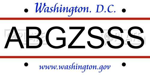 ABGZSSS District Of Columbia License Plate
