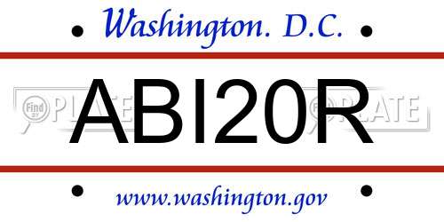 ABI20R District Of Columbia License Plate