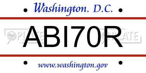 ABI70R District Of Columbia License Plate