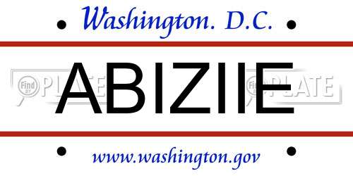 ABIZIIE District Of Columbia License Plate