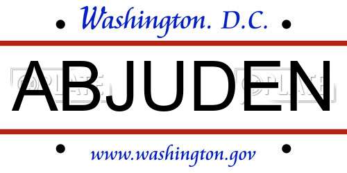 ABJUDEN District Of Columbia License Plate