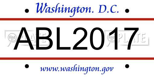 ABL2017 District Of Columbia License Plate