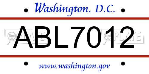 ABL7012 District Of Columbia License Plate