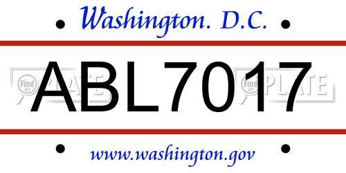 ABL7017 District Of Columbia License Plate