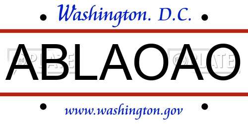 ABLAOAO District Of Columbia License Plate