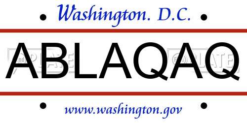 ABLAQAQ District Of Columbia License Plate