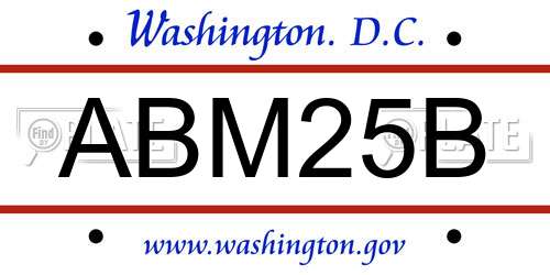 ABM25B District Of Columbia License Plate