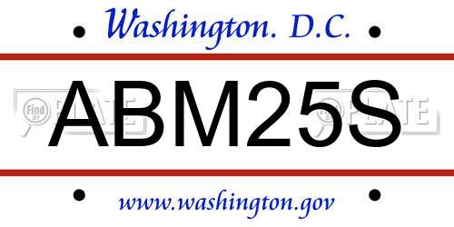 ABM25S District Of Columbia License Plate