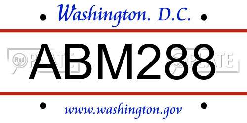 ABM288 District Of Columbia License Plate