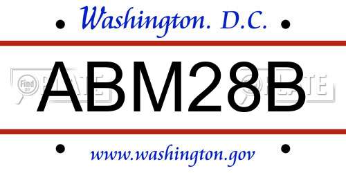 ABM28B District Of Columbia License Plate