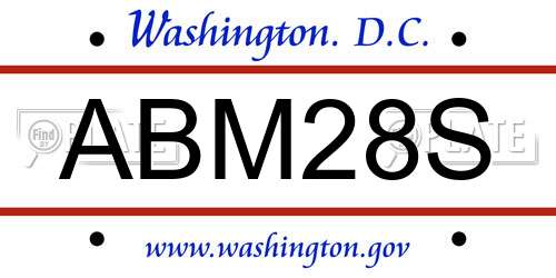 ABM28S District Of Columbia License Plate