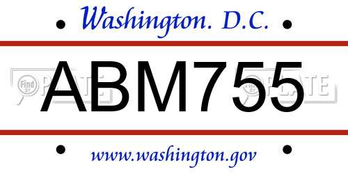 ABM755 District Of Columbia License Plate