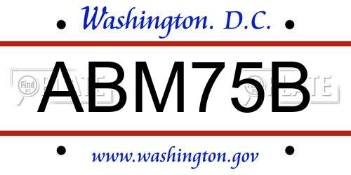 ABM75B District Of Columbia License Plate