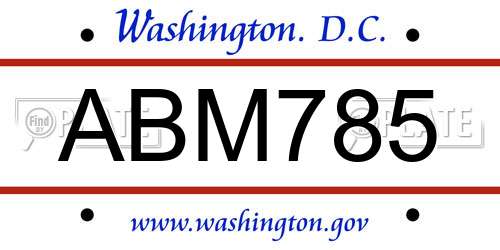 ABM785 District Of Columbia License Plate