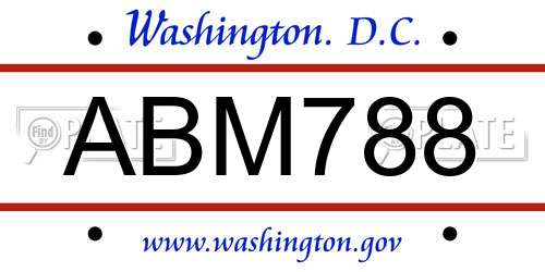 ABM788 District Of Columbia License Plate