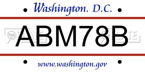 ABM78B District Of Columbia License Plate