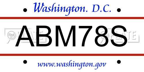 ABM78S District Of Columbia License Plate
