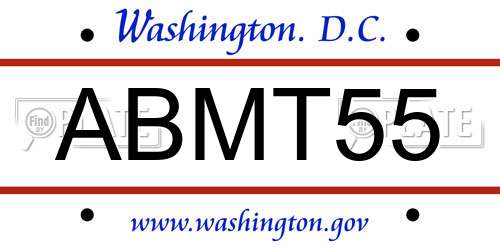 ABMT55 District Of Columbia License Plate