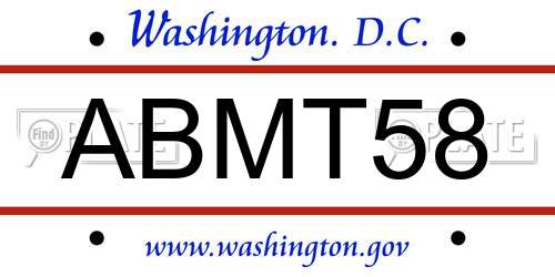 ABMT58 District Of Columbia License Plate