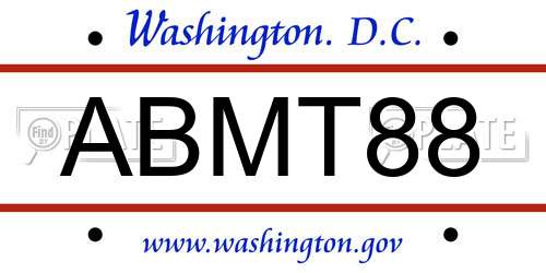 ABMT88 District Of Columbia License Plate