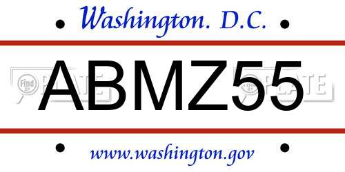 ABMZ55 District Of Columbia License Plate