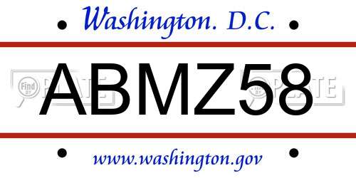 ABMZ58 District Of Columbia License Plate