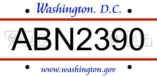 ABN2390 District Of Columbia License Plate